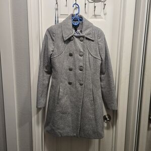 H & M Gray Wool Blend  Double-Breasted Women's Coat Size 8
